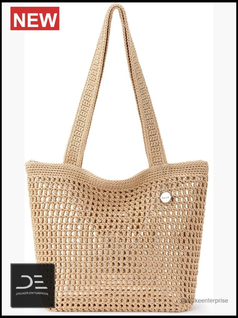 Hand-Crochet Tote Bag with Double Shoulder Straps - Travel Beach Everyday Purse